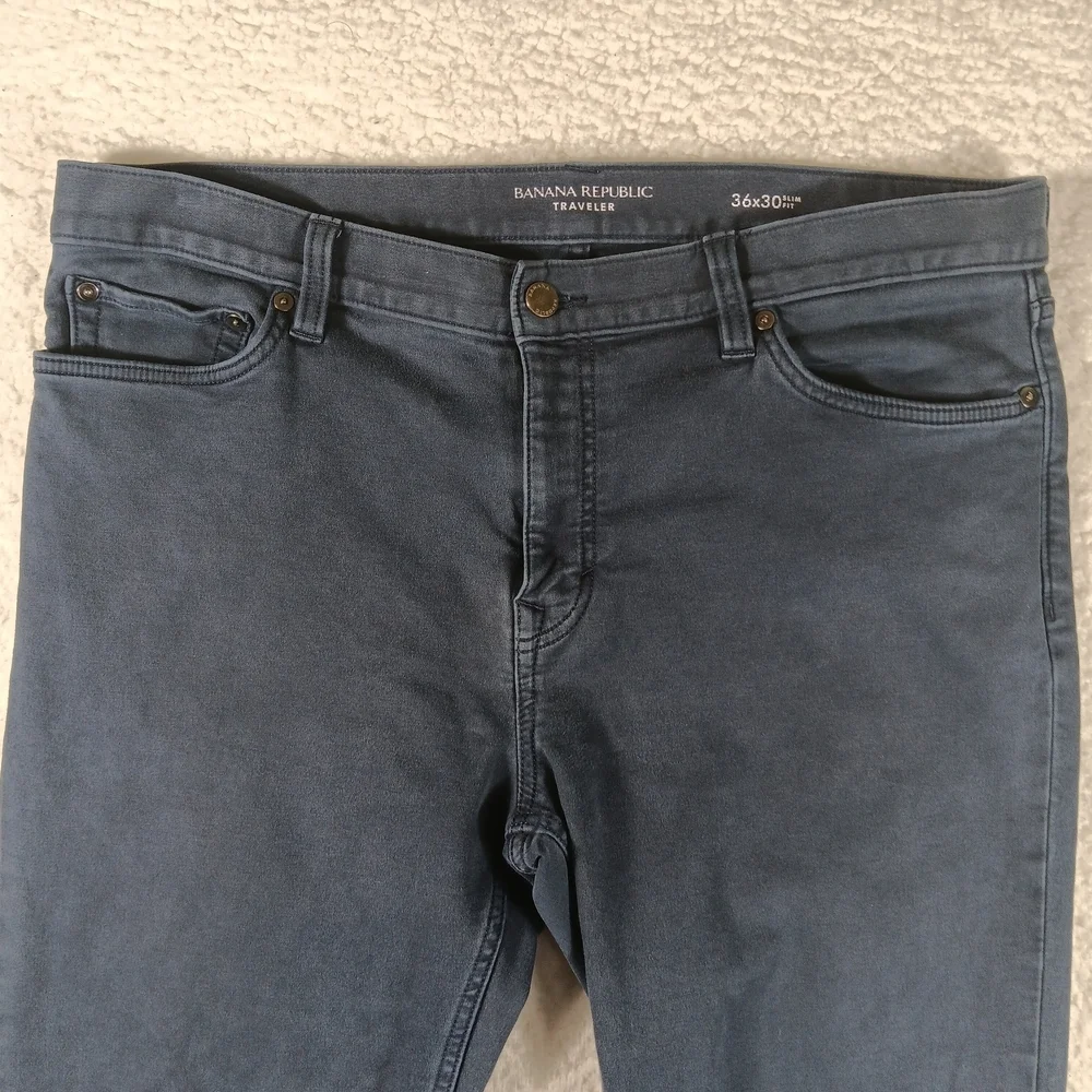 Banana Republic Jeans Mens 36x30 Blue Denim Traveler Slim Straight Stretch